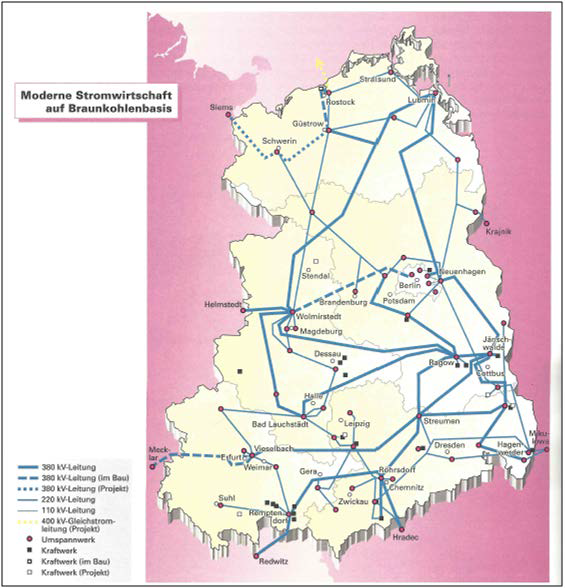 구 동독지역 내 갈탄의 전력생산과 송전
