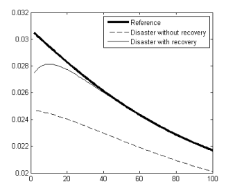 재난 발생 및 회복 가능성에 따른 할인율 곡선