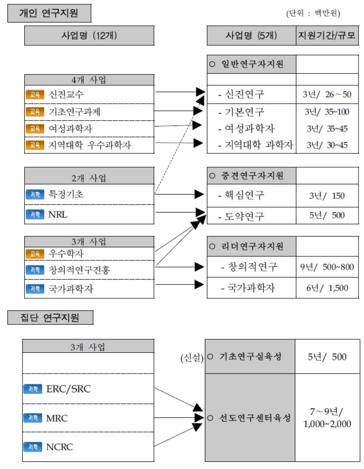 2009년 기초연구지원사업 구조 개편