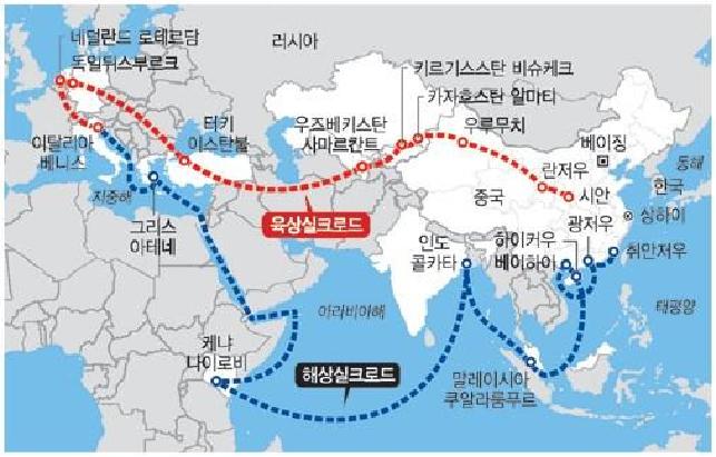 일대일로 육상 및 해상 실크로드