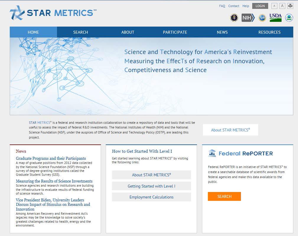 STAR METRICS 사이트의 Level II 이용 경로