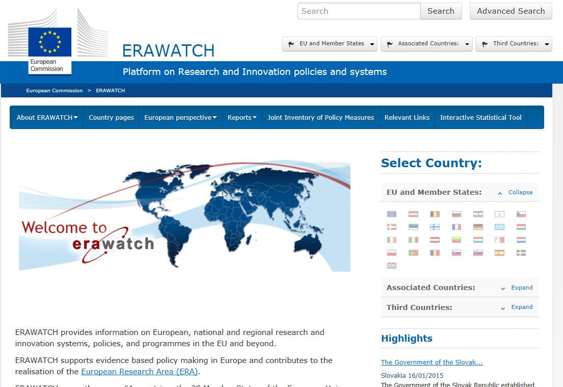 ‘ERAWATCH’ 사이트의 메인화면