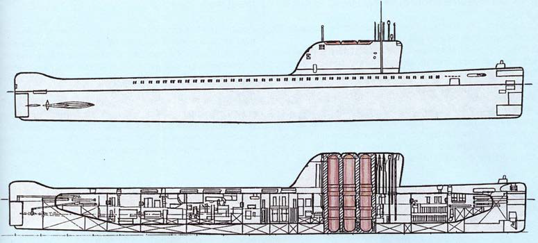 러시아 R-13미사일 발사용 잠수함