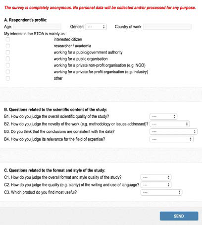 STOA “Studies and Options Brief” 열람자 의견 작성 양식