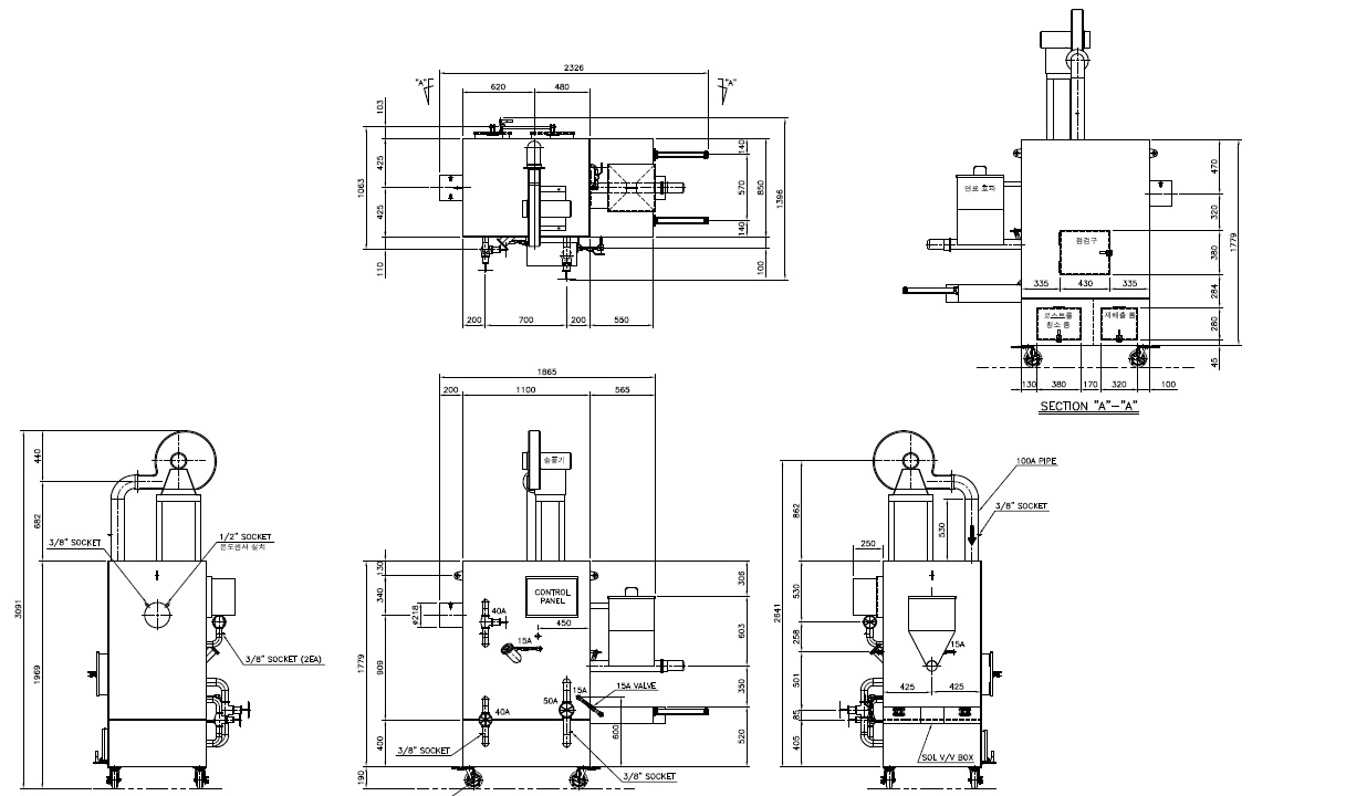 다단식 연소장치(200,000 kcal/hr) 상세 설계도면