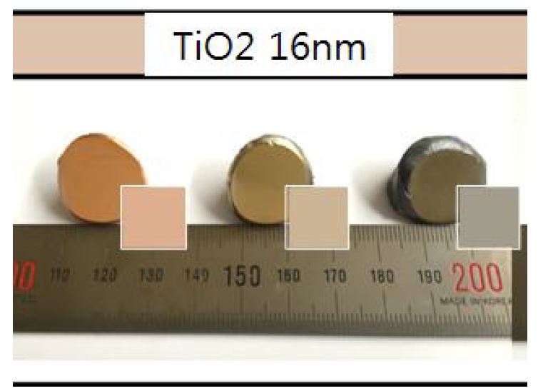 Cu-Si 컬러합금의 16nm TiO2 산화층 형성