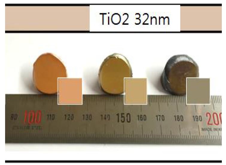 Cu-Si 컬러합금의 32nm TiO2 산화층 형성