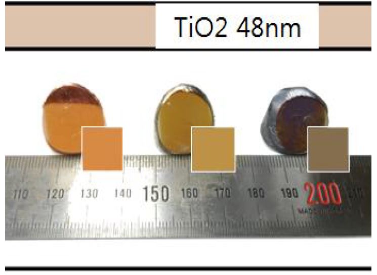 Cu-Si 컬러합금의 48nm TiO2 산화층 형성