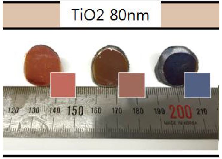 Cu-Si 컬러합금의 80nm TiO2 산화층 형성