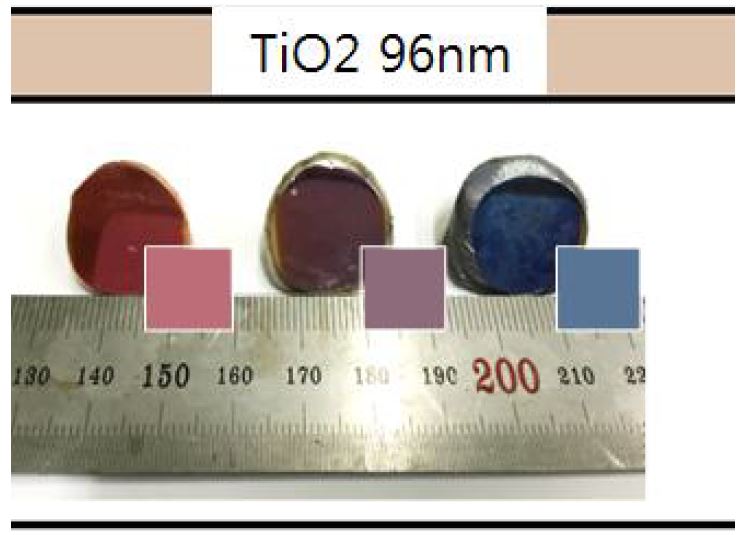 Cu-Si 컬러합금의 96nm TiO2 산화층 형성