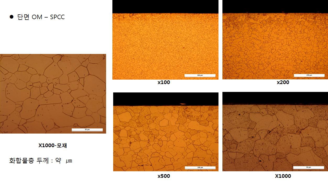 SPCC소재의 질화처리 후의 단면 광학 분석