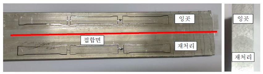 접합면 평가를 위한 시편 제작 및 접합면 확인