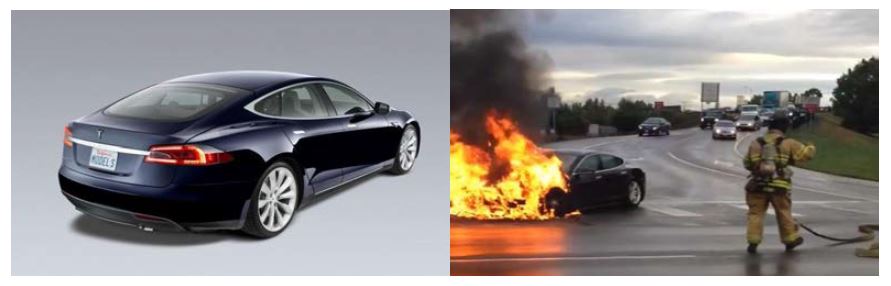 테슬라 전기차 모델S 및 사고직후의 발화동영상