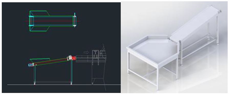 투입 컨베이어 도면 및 3D 모델