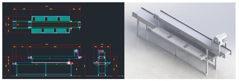 정선 2단 컨베이어 도면 및 3D 모델