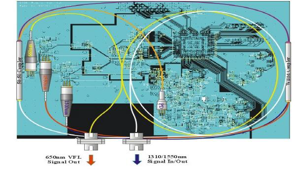 광모듈 PCB상의 광부품 위치 및 배선도