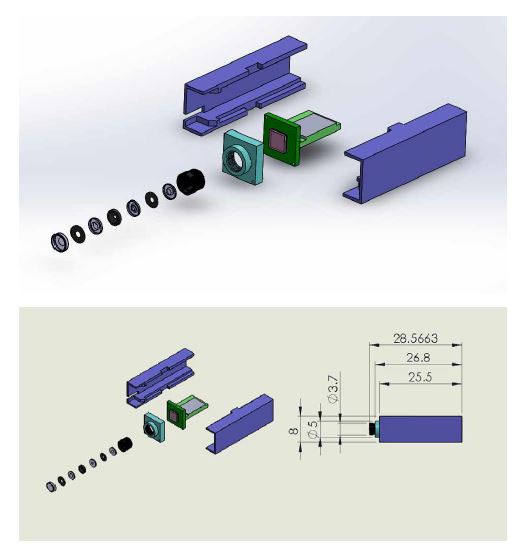 초광각 내시경 카메라 부품별 3D 모델링