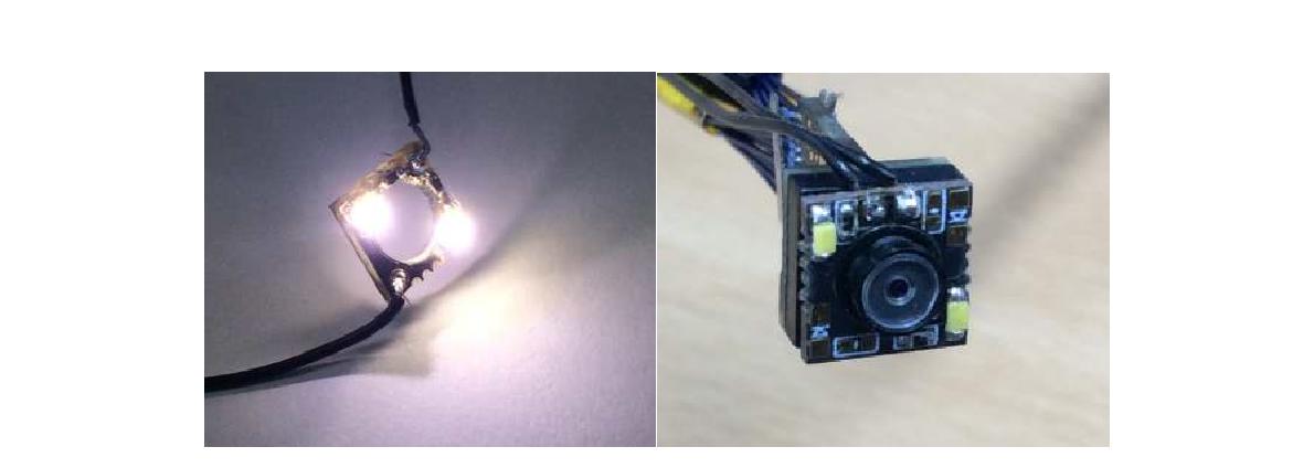 LED가 장착된 광원 PCB 모듈(좌)과 광원모듈이 장착된 Type-A 카메라 모듈