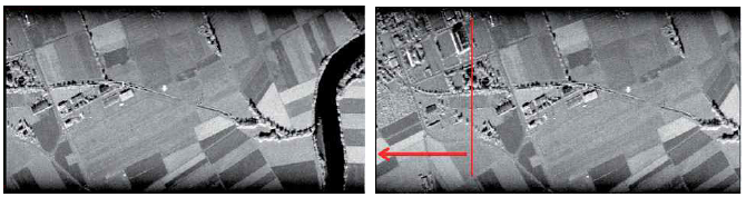 0.8 Hz 실시간 SAR 영상 (좌), 10초 후의 영상(우)