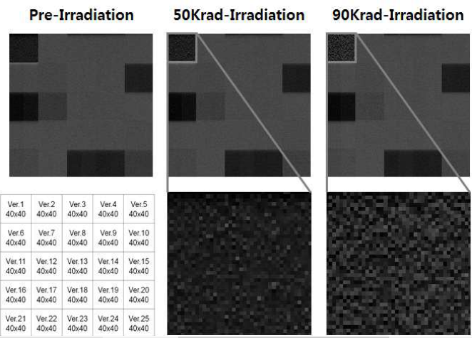 방사선량에 따른 픽셀 성능 변화