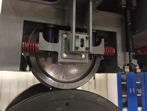 The primary suspension arrangement on the KRRI 1/3 scale roller rig