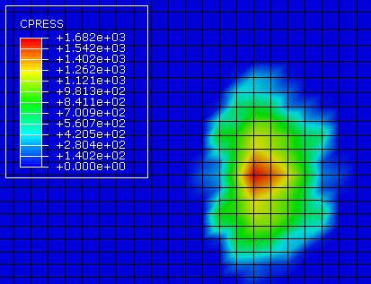 ABAQUS를 이용한 FEM 해석 결과의 예(접촉 압력)