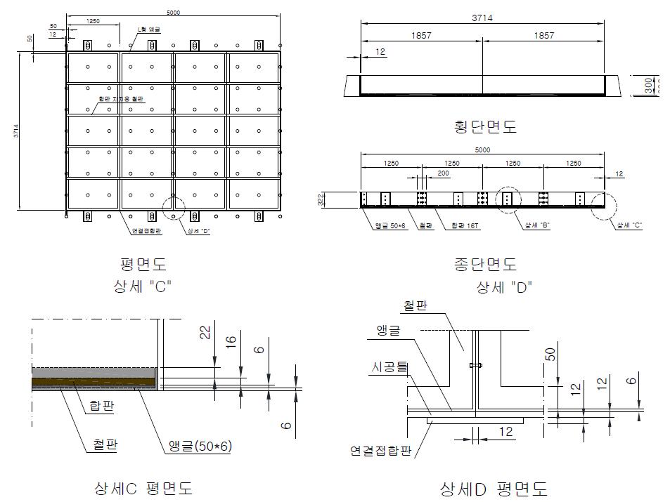 아스팔트콘크리트 도상 시공틀 및 앵글 상세도