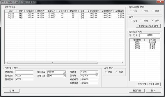 온라인 열차스케줄 관리 화면 프로토타입