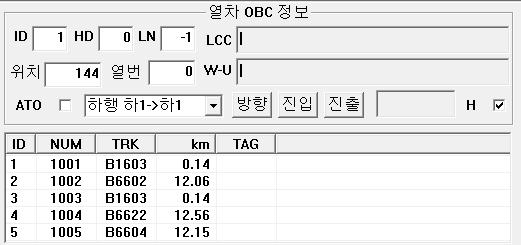 열차 시뮬레이션 정보 표시 화면