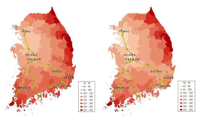 가중평균 통행시간 현황