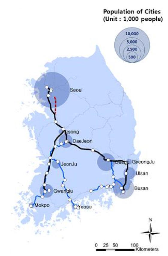 KTX 신선 및 기존선 구축 현황