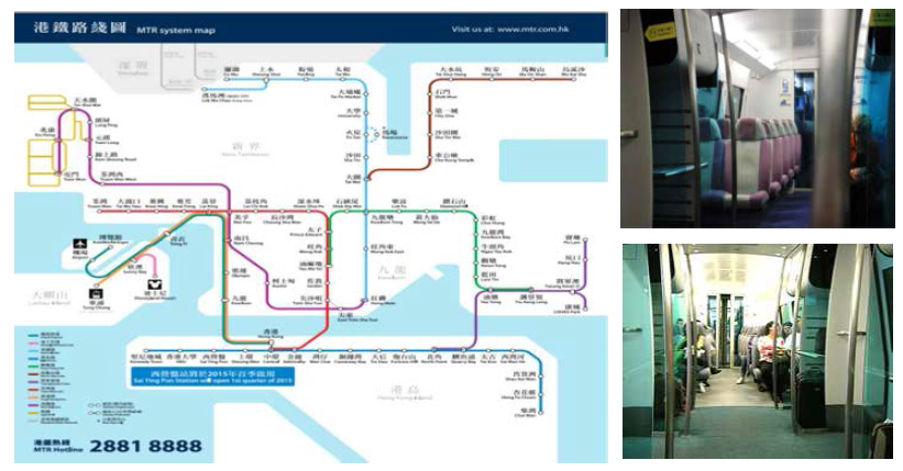 홍콩 MTR-AEL 노선도 및 열차 내부