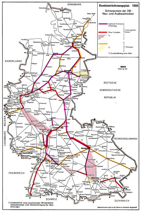 1985년 BVWP의 철도망