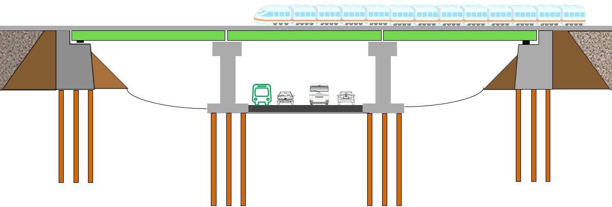 기존 교대-접속부 구조 적용 시 국도 횡단 교량 설치 개념도