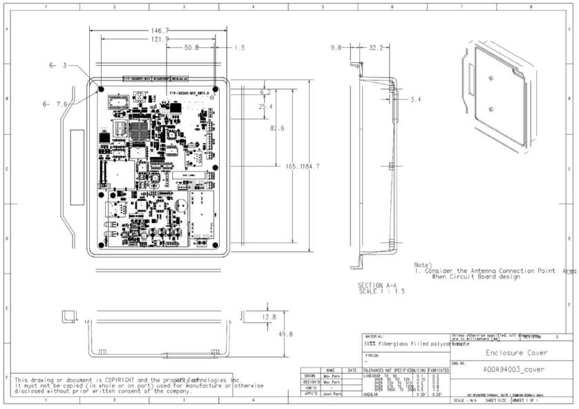 MCU/통신부 PCB와 함체 기구 구성도