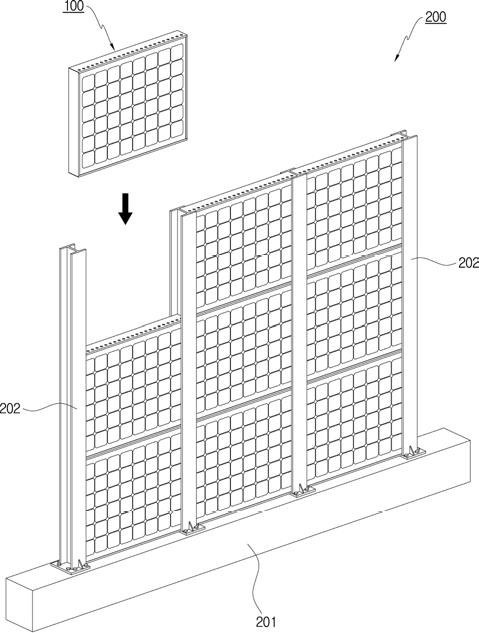 흡음형 태양광 방음벽 조립 개념도