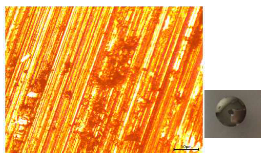 OM images of the pin slid against the disk C.C-SiC-Cu specimens.