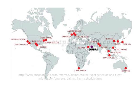 The principal destinations of airlines in the UAE