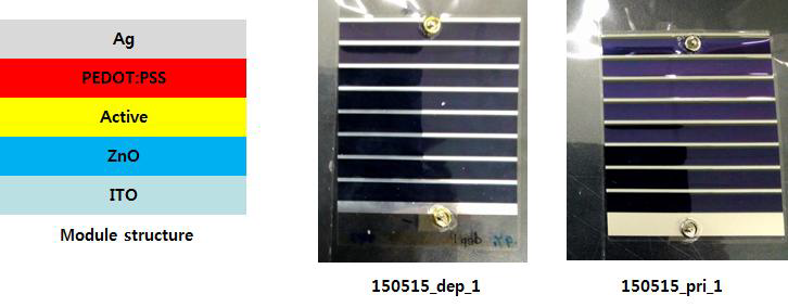 모듈 구조 및 Ag 전극 종류에 따른 모듈 사진
