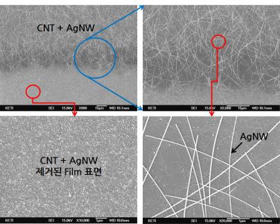 CNT + AgNW 나노소재 투명전극 패터닝