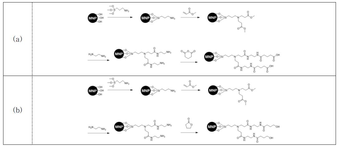 carboxyl 말단과 hydoxyl 말단 자성중심 덴드리머에 대한 합성 메커니즘