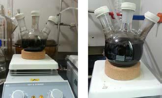 Si-MNP(왼쪽)와 NH2-Si-MNP(오른쪽) 대량 합성(10배 Scale Up)