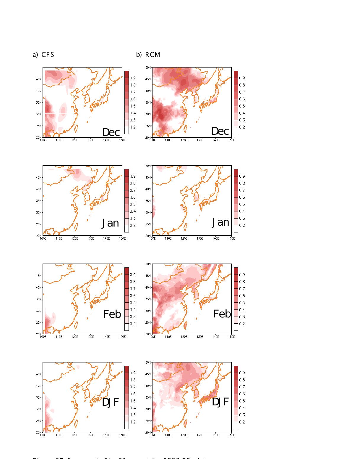 Same as in Fig. 23 except for 1998/99 winter.