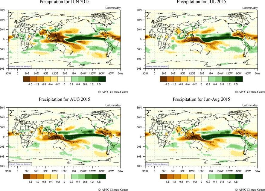 Precipitation for boreal summer 2015