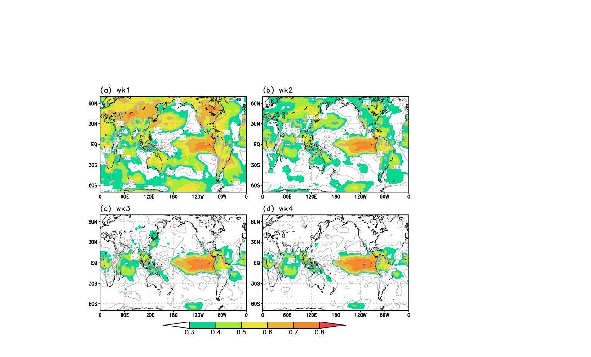 Temporal correlation coefficient (TCC) between forecast and reanalysis