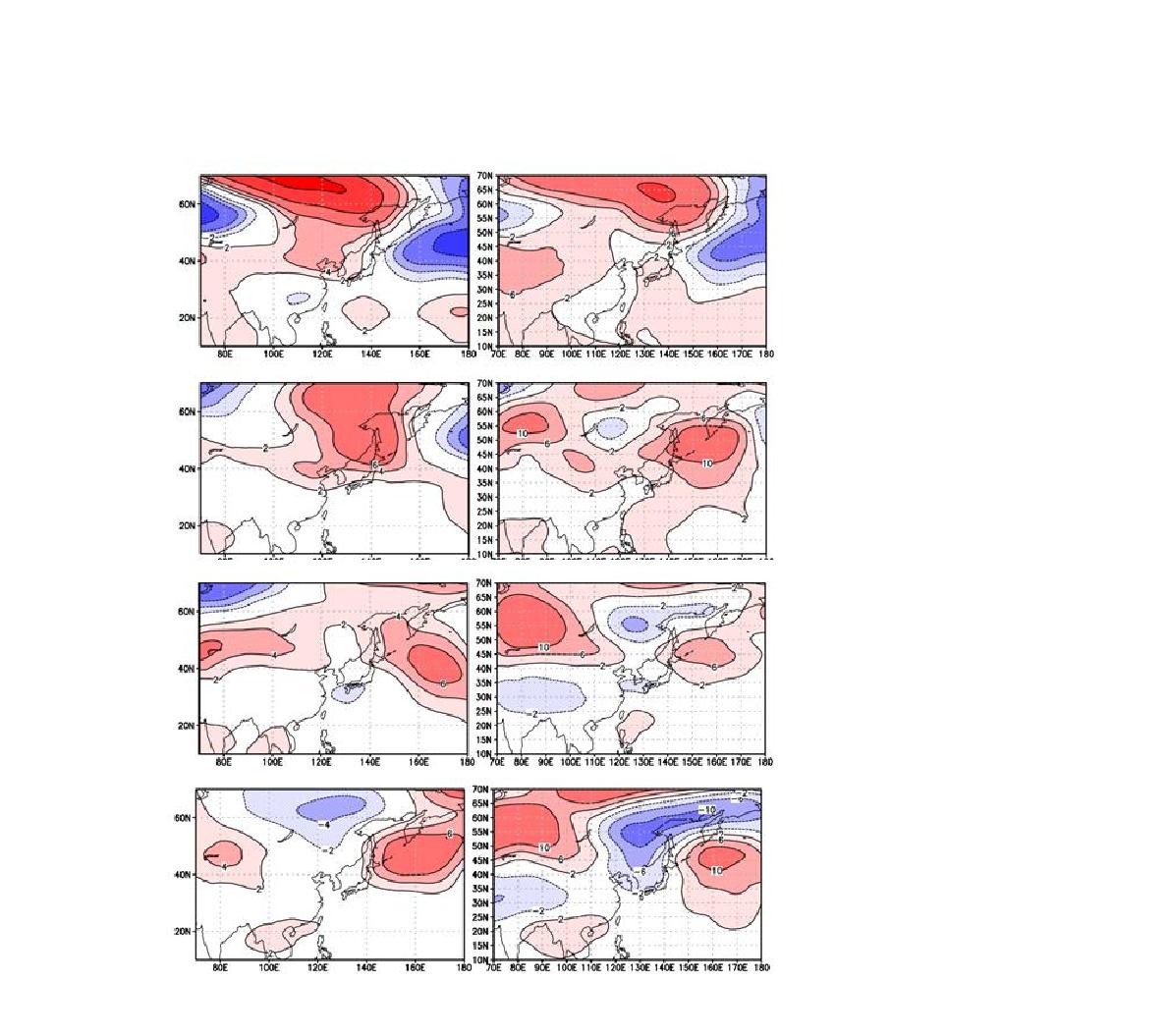 Composite map of h500 forecast (left) and observation (right) for