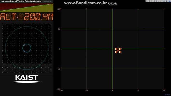 표적의 고도가 200m일 때 Main PC에 표시된 화면