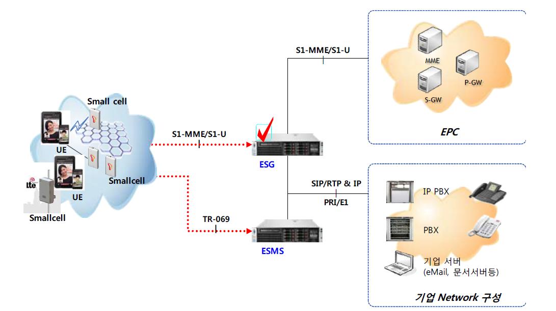 기업용 LTE 인프라 시스템 망구성도 - ESG