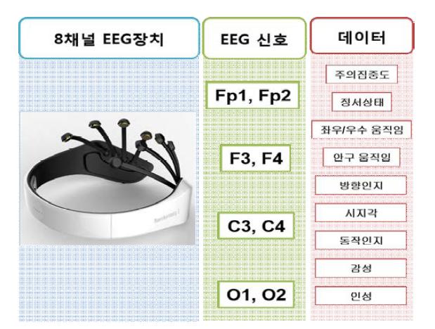 개발된 밴드형 뇌파측정 장치를 통한 측정된 생체신호 입력변수 설정