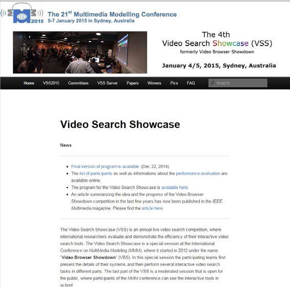Video Browser Showdown 2015년 행사 홈페이지